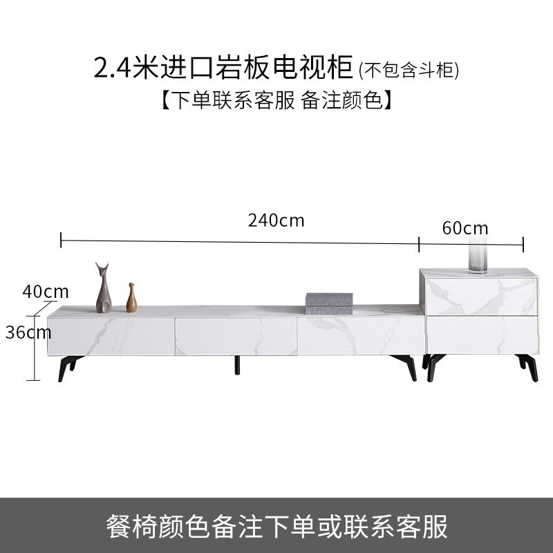 Living room rock slab coffee table and TV cabinet set