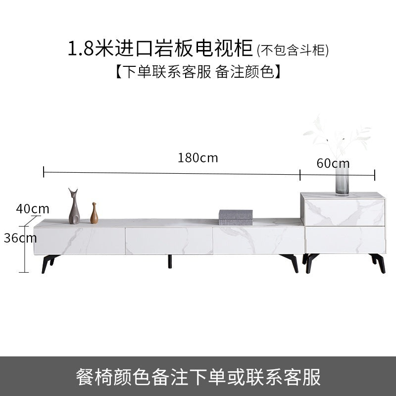 Living room rock slab coffee table and TV cabinet set