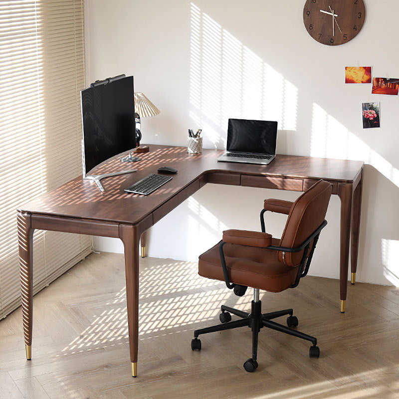 L-Shape Solid Wood Corner Desk