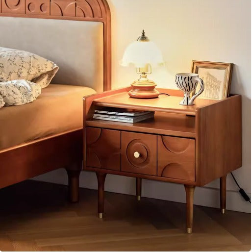 Vintage Solid Wood Bedroom Nightstand